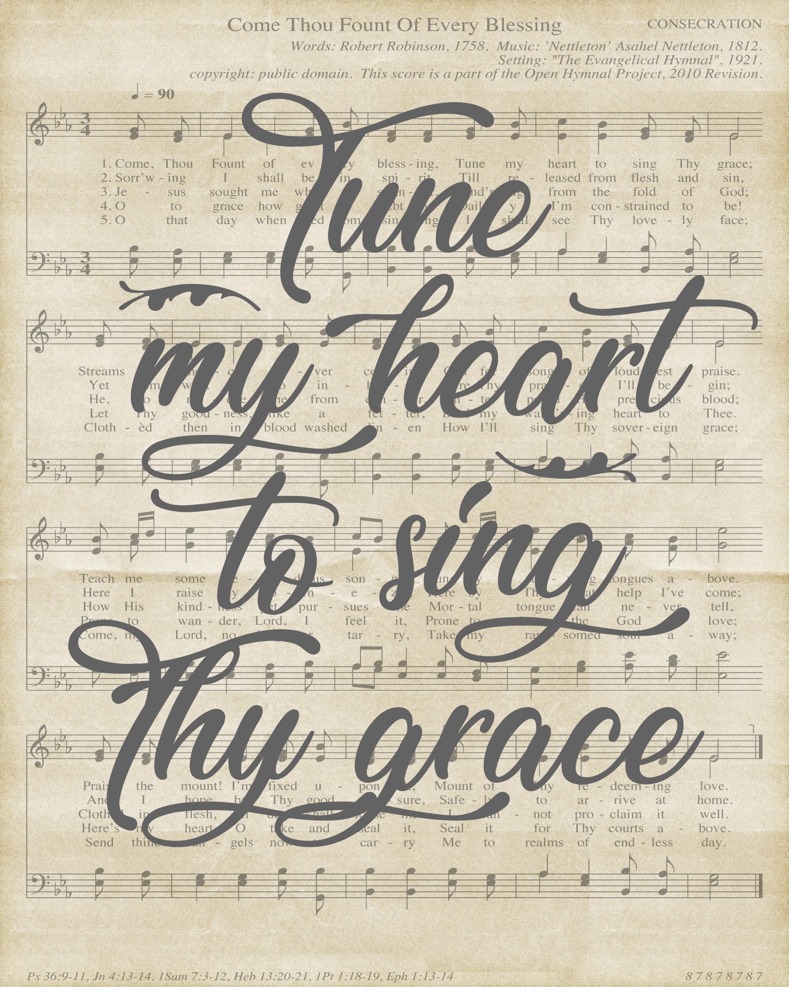 Tune My Heart to Sing Thy Grace Digital Print - Etsy