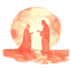Religious Easter Watercolor Print of Jesus Christ and Mary Digital Download