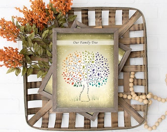 Family Tree Personalized with Parents, Children, and Grandchildren Multicolor 11x14 print