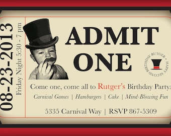 Carnival or Circus Theme Party Invitation