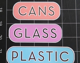 CANS, GLASS, PLASTIC sticker pack