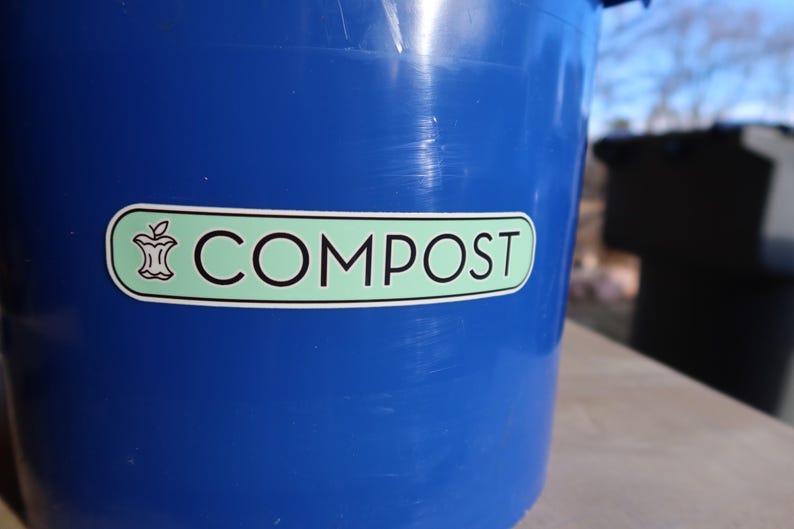 Pegatinas para reciclar, basura y compostar con una fuente elegante. ¡Tecnología UV DTF! ¡Superresistentes! imagen 6