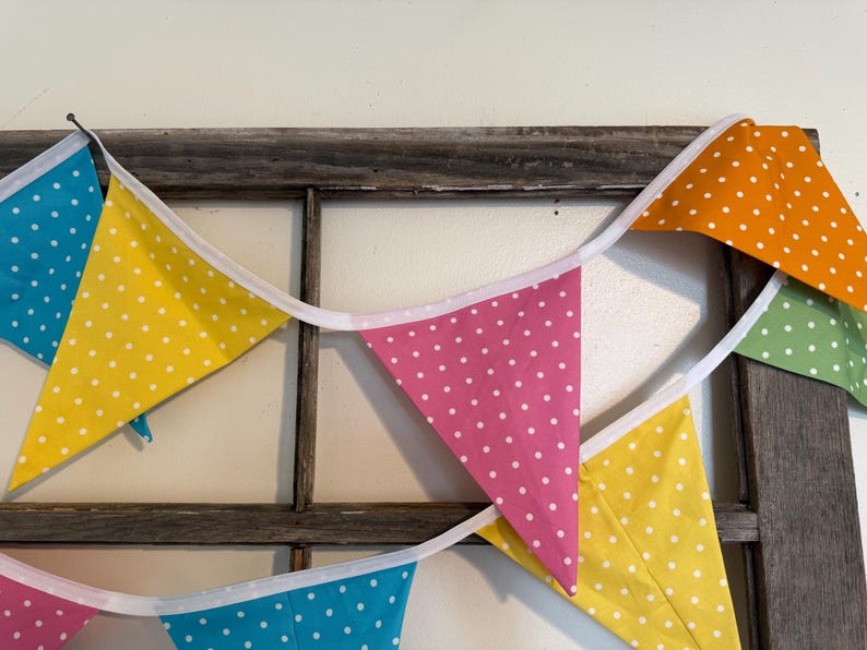 Polka Dot Bunting Fabric Banner - Etsy
