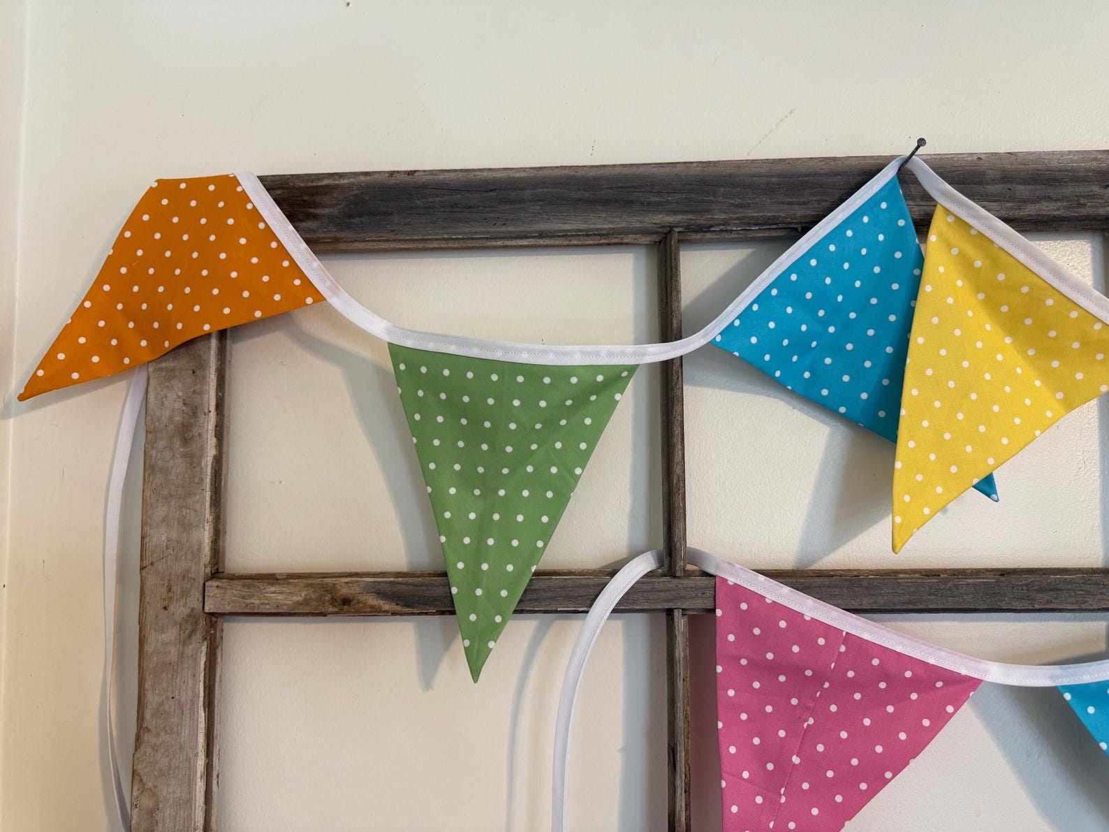 Polka Dot Bunting Fabric Banner - Etsy