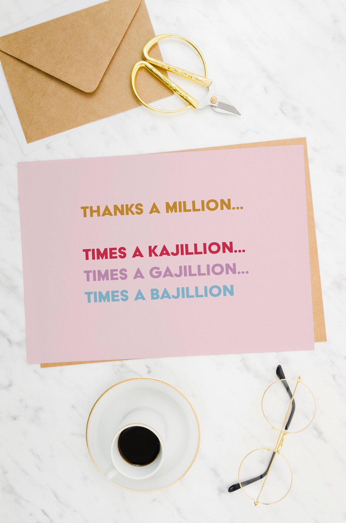Thanks A Million Printable Card Printable Thank You Card | Etsy