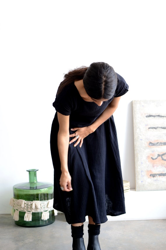 Rosalina Cotton Gauze Dress Black 