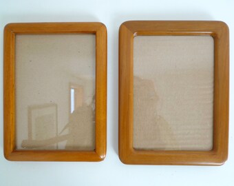 2 Vintage Wood Rectangular Frames Photo Picture Embroidery Wedding Frames Mid Century Art Lot Gallery Wall Hangings Frames
