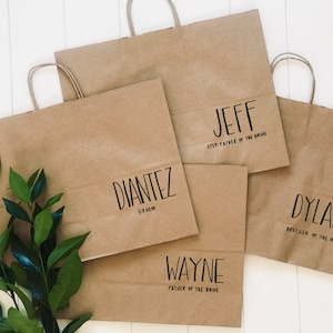 personalized gift bag . large groomsmen tote . wedding party gift bags . calligraphy gift  . bachelor favors . groomsmen proposal