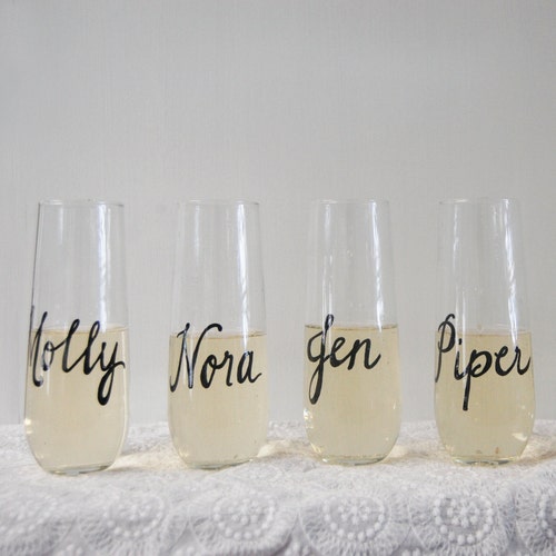 Stemless Champagne Flute With Personalized Name in Hand Etsy