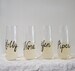 stemless champagne flute with personalized name in hand written calligraphy 