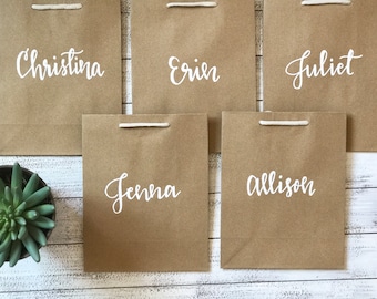 personalized gift bag . holiday gift bags . calligraphy gift . stocking stuffer bag . holiday wrapping .