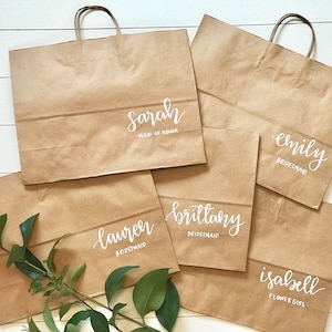 personalized gift bag . large bridesmaid tote . wedding gift bags . calligraphy gift  . bachelorette favors . bridesmaid proposal