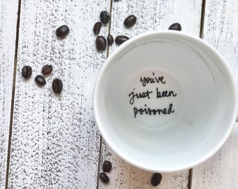 Custom phrase mug . white mug . funny mugs . holiday gifts . surprise gifts . personalized mug . bottom of the mug sayings