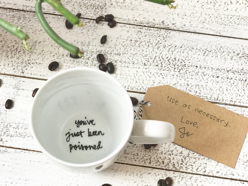 custom phrase mug . funny mug . surprise gift . personalized mug . bottom of the mug . inside the mug phrase . Mother's Day gift image 2