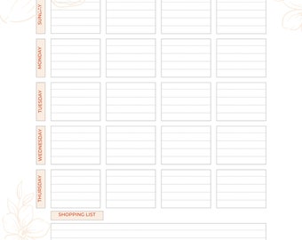 Printable Weekly Meal Plan Template - Etsy