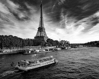 Eiffel Tower Photo Print: Paris Cityscape, Black and White Fine Art