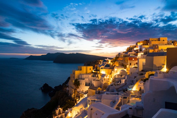 Sunset Over Santorini 2 Oia Greek Islands Landscape 