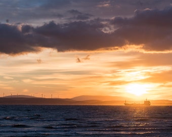 Good Morning Sun - Chios Greece - Greek Islands - Sunrise - Turkey - Aegean Sea - Boat - Ship - Windmill - Landscape Photography - Fine Art