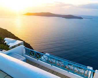 Santorini Sunset Photo Print: Oia, Greek Islands Landscape