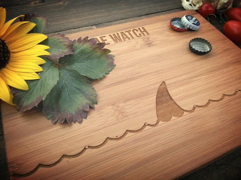 BBQ Bamboo Custom Engraving Beach BungalowBoo BAE WATCH Cutting Board Shark