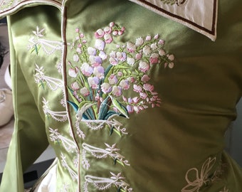 Green Lily of the Valley Redingote - 1780s gown Digital Embroidery Files