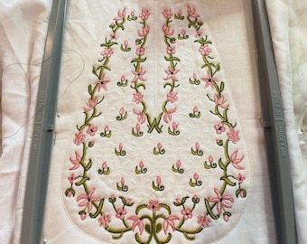 18th century - Georgian pocket pattern for machine embroidery -Floral Pattern - Historic Pocket based on one the V and A Museum