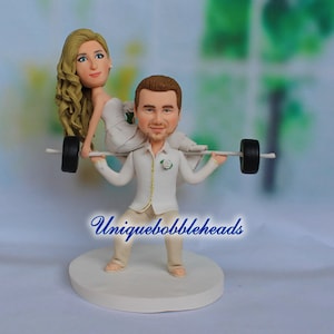 weightlifting wedding cake topper, grooms cake topper, sports wedding cake topper, custom wedding cake topper, personalized cake topper