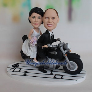 motorcycle wedding cake topper, motorbike cake topper, custom wedding cake topper, motorcycle bobbeleads, dirt bike, motorbike bobblehead