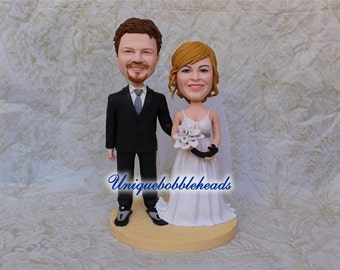 custom Bobbleheads, wedding cake topper,Custom wedding cake toppers shaking heads