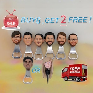 custom groomsmen gifts portrait Bottle openers custom wine stopper bobblehead openers art work magnet openers wedding gifts engraving