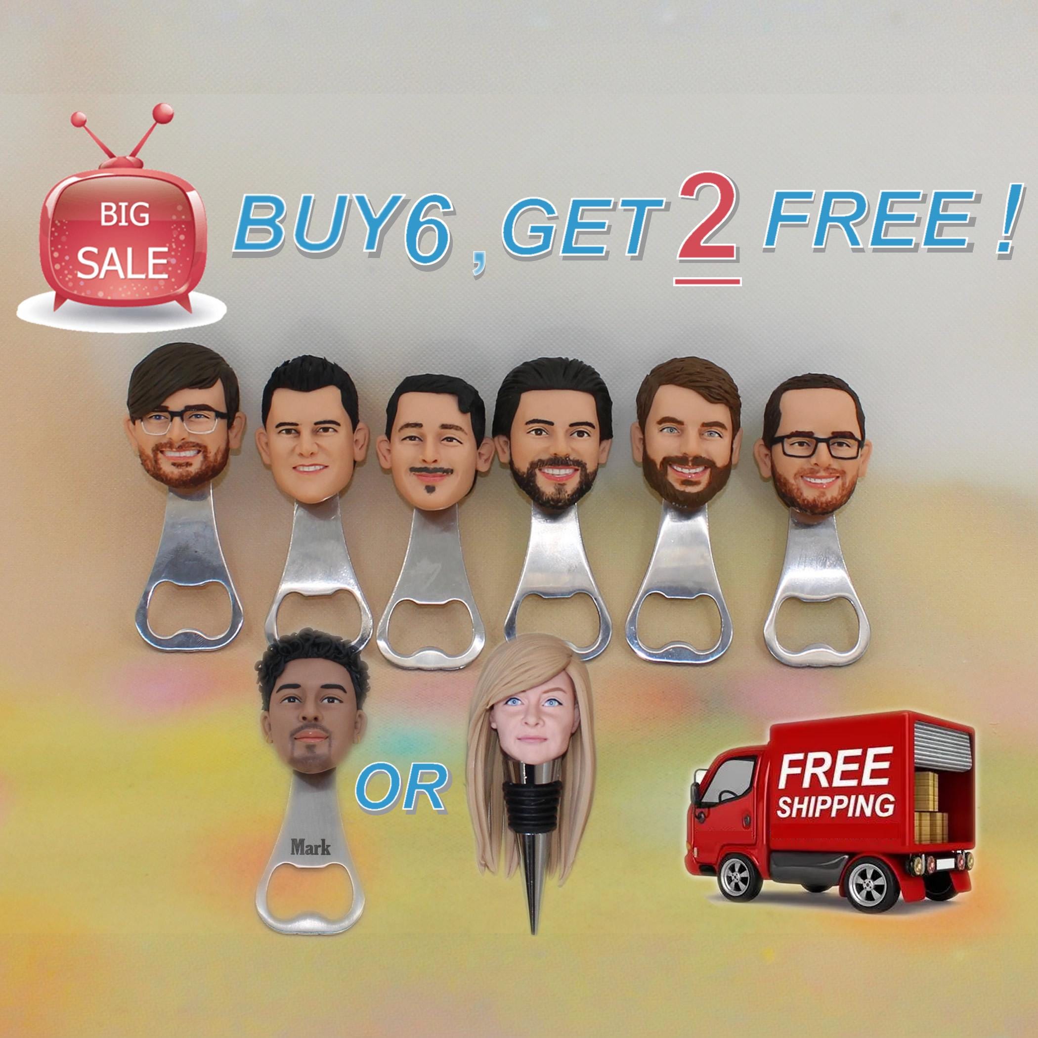 custom groomsmen gifts portrait Bottle openers custom wine stopper bobblehead openers art work magnet openers wedding gifts engraving