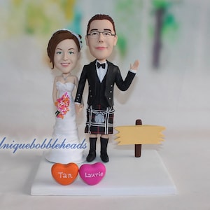 kilt wedding cake topper custom kilt bobblehead wedding bobblehead custom cake topper for wedding bridal cake topper
