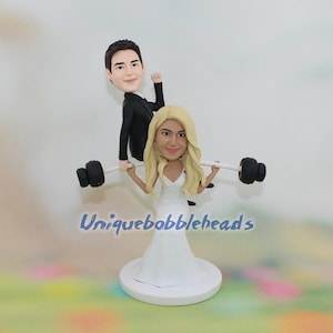 weightbar custom cake topper for wedding funny wedding cake topper barbell bride lifting groom sitting on barbell