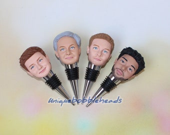 Tappo per vino con testa a forma di bobblehead personalizzato: regalo per lo sposo