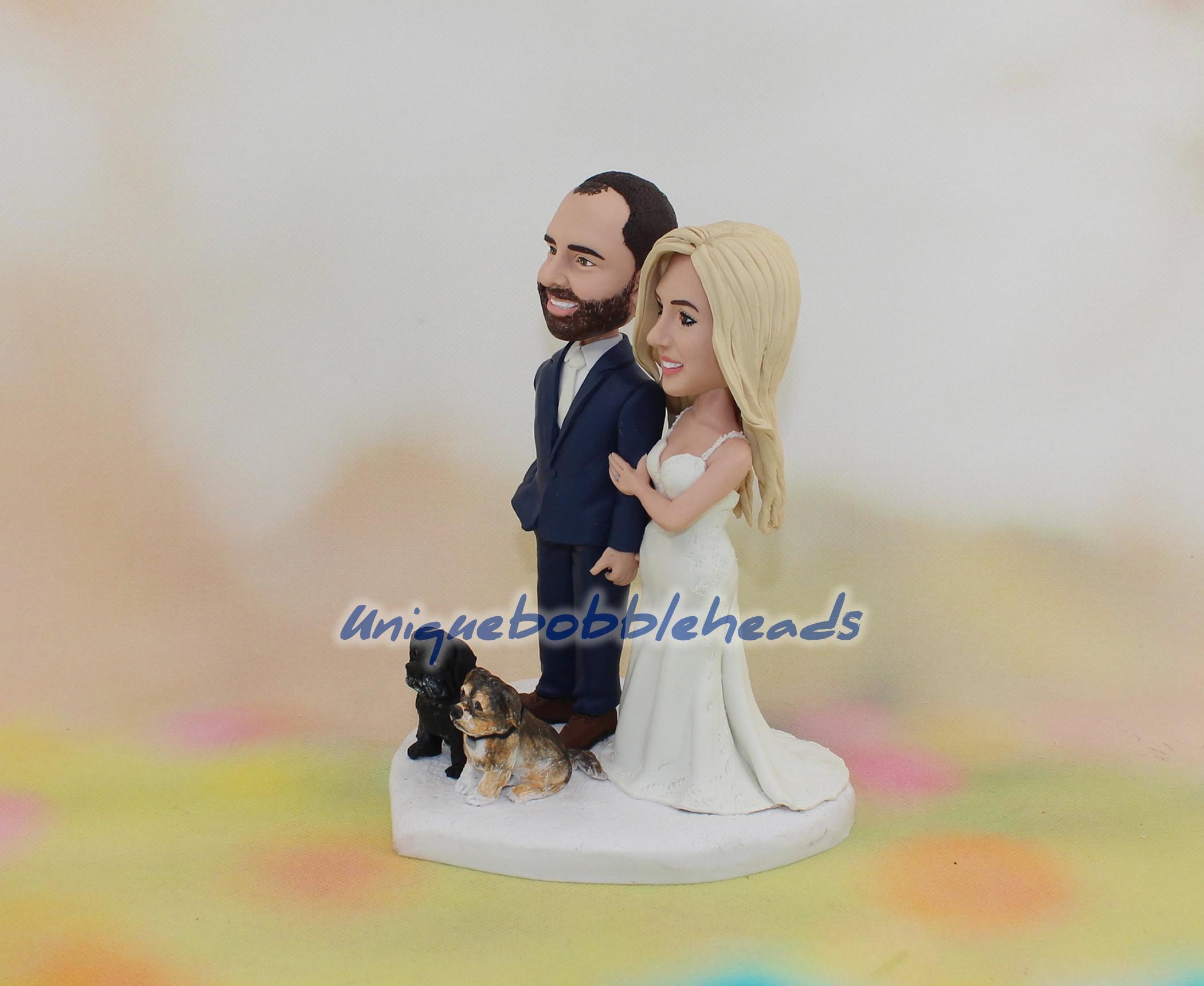 Custom Wedding Cake Topper With Pets: Personalized Bride and Groom ...