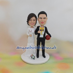 Basketball Custom wedding cake topper for wedding bobbleheads bride and groom cake topper for bride and groom bobbleheads custom bobbleheads