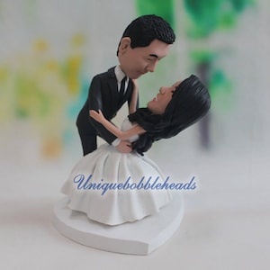 dance wedding cake topper, cake topper for wedding, bride and groom cake topper, wedding bobbleheads, custom bobbleheads, hand crafted