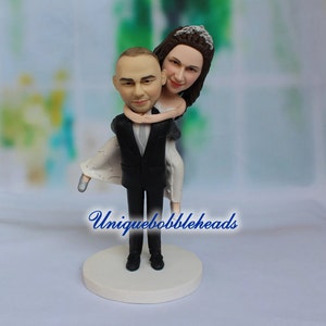 funny wedding cake topper, groom carrying bride, groom cake topper, bride cake topper, wedding gift, custom wedding cake topper