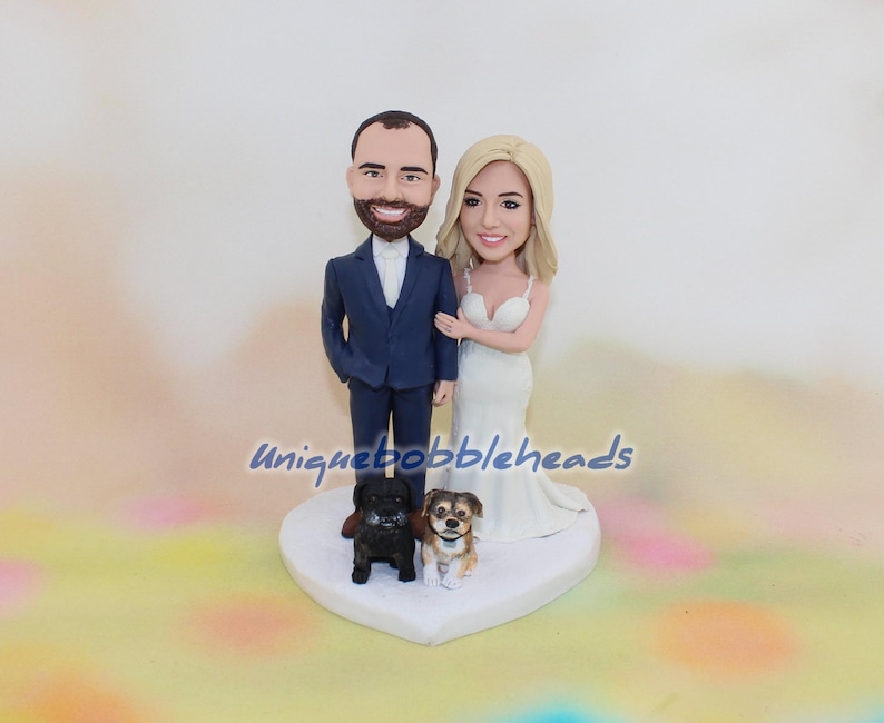Custom Wedding Cake Topper With Pets: Personalized Bride and Groom ...