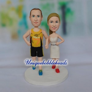 running wedding cake topper, custom wedding cake topper, cake topper for wedding, bride and groom cake topper, cake topper look like you