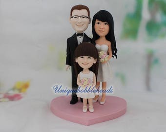family wedding cake topper, cake topper for family, flower girl, flower boy, custom cake topper for family, unique family bobblehead