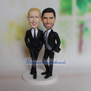 Same sex Wedding Cake Topper Lesbian cake topper gay couple berdache wedding bobble head same sex cake topper Wedding topper custom topper