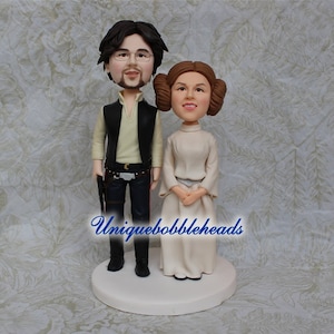 Personalized wedding cake toppers Han Solo and Princess Leia star war solo,custom start war cake topper