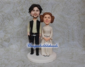 Personalized wedding cake toppers Han Solo and Princess Leia star war solo,custom start war cake topper