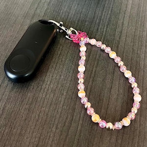 Pink & Gold Beaded E-Reader Page Turner Bracelet: Kindle Accessory Wristlet