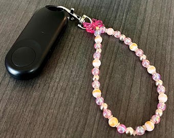 Pink & Gold Beaded E-Reader Page Turner Bracelet: Kindle Accessory Wristlet, Key Chain