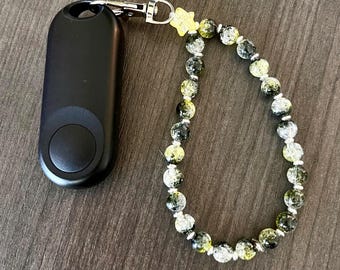 Yellow and Black Beaded E-Reader Page Turner Bracelet: Kindle Accessory Wristlet, Key Chain