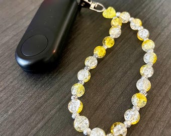 Yellow Beaded E-Reader Page Turner Bracelet: Kindle Accessory Wristlet, Key Chain
