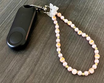 Pink Pearl Beaded E-Reader Page Turner Bracelet: Kindle Accessory Wristlet, Key Chain