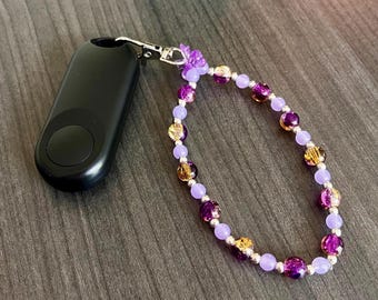 Purple and Yellow Beaded E-Reader Page Turner Bracelet: Kindle Accessory Wristlet, Key Chain